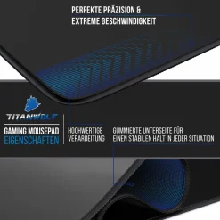 Gaming Mauspad XXL, glattes Stoffgewebe, Speed Mousepad 900 x 400mm große Fläche, Vector Gradient ^ Titanwolf Hot