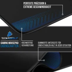 Titanwolf Gaming Mauspad, XXXL Speed Mousepad 1200 x 400 mm, Geschwindigkeit & Präzision, Alpha Hot