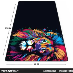 Titanwolf Gaming Mauspad XXXL Speed Gaming Mousepad 1200x600 mm, Deskpad, rutschfest & abwaschbar, für Speed & Präzision, Colour Lion Outlet