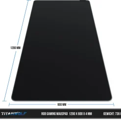 Titanwolf XXXL RGB Gaming Mauspad - 1200 x 600 mm - Mousepad - LED Multi Color - 7 LED Farben Plus 4 Effektmodi - für Präzision und Geschwindigkeit Best
