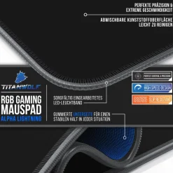 Titanwolf XXXL RGB Gaming Mauspad - 1200 x 600 mm - Mousepad - LED Multi Color - 7 LED Farben Plus 4 Effektmodi - für Präzision und Geschwindigkeit Clearance