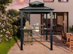 Grillpavillon 2,8x1,8 m mit Stahldach anthrazit ^ TOOLPORT Outlet