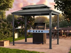Grillpavillon 2,8x1,8 m mit Stahldach anthrazit ^ TOOLPORT Outlet