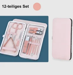 TPFBeauty Maniküre- & Pediküre-Set 12-teilig aus Kunstleder - Schwarz Outlet