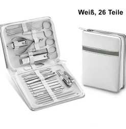 Maniküre- & Pediküre-Set 26-teilig aus Kunstleder - Weiß ^ TPFBeauty