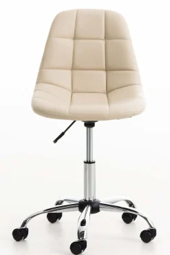 Bürostuhl Emily Kunstleder Creme ^ TPFLiving Sale