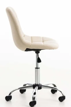 Bürostuhl Emily Kunstleder Creme ^ TPFLiving Sale