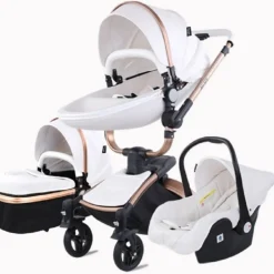 TPFLiving Luxus Kombi-Kinderwagen 3in1 Set - Modell 5 Kunstleder - Rosa Online