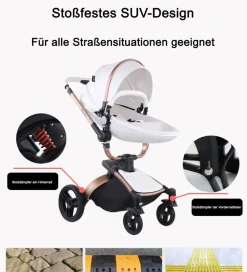 TPFLiving Luxus Kombi-Kinderwagen 3in1 Set - Modell 5 Kunstleder - Rosa Online