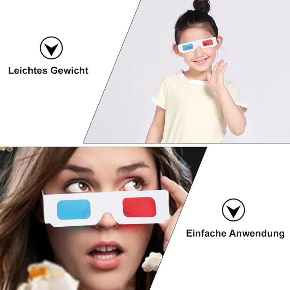 Anaglyphenbrille 3D Brille Pappe Weiß - 5 Stück ^ TPFNet Outlet