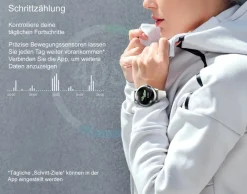 Damen Smart Watch / Fitness Tracker IP68 - Kunstleder Armband - Android & IOS - Gold / Schwarz ^ TPFNet Discount
