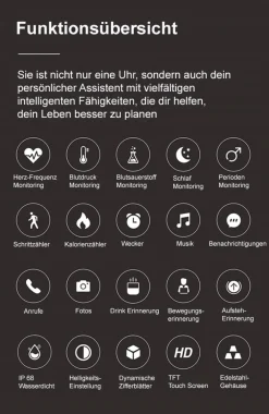 TPFNet Damen Smart Watch / Fitness Tracker IP68 - Milanaise Armband - Android & IOS - Silber Hot