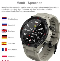 TPFNet Smart Watch / Fitness Tracker IP68 - Silikon Armband - Android & IOS - Grau Schwarz Best