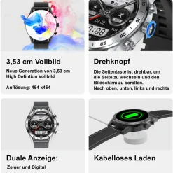 TPFNet Smart Watch / Fitness Tracker IP67 - Silikon Armband - Android & IOS - / Schwarz Online