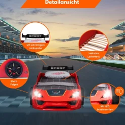 TRAUMMÖBEL Autobett TURBO V2 Rot Kinderbett im Rennwagen-Design mit Lattenrost ^ TrauM-Möbel Online