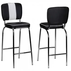loving HOME Tresenstuhl Barhocker Barstuhl American Diner 50er Jahre Retro Schwarz Weiß Clearance