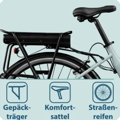Linea 28 Zoll E Bike Damen Pedelec 3 Gang Nabenschaltung Elektro FahrradCitybike retro Tiefeinsteiger ^ Tretwerk Online