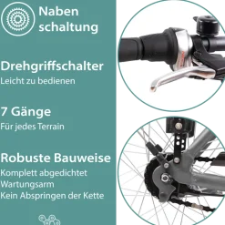 Mystic E Bike 28 Zoll Pedelec 170 - 190 cm Herrenrad Trekking Elektrofahrrad mit Nabenschaltung City E Fahrrad ^ Tretwerk Clearance