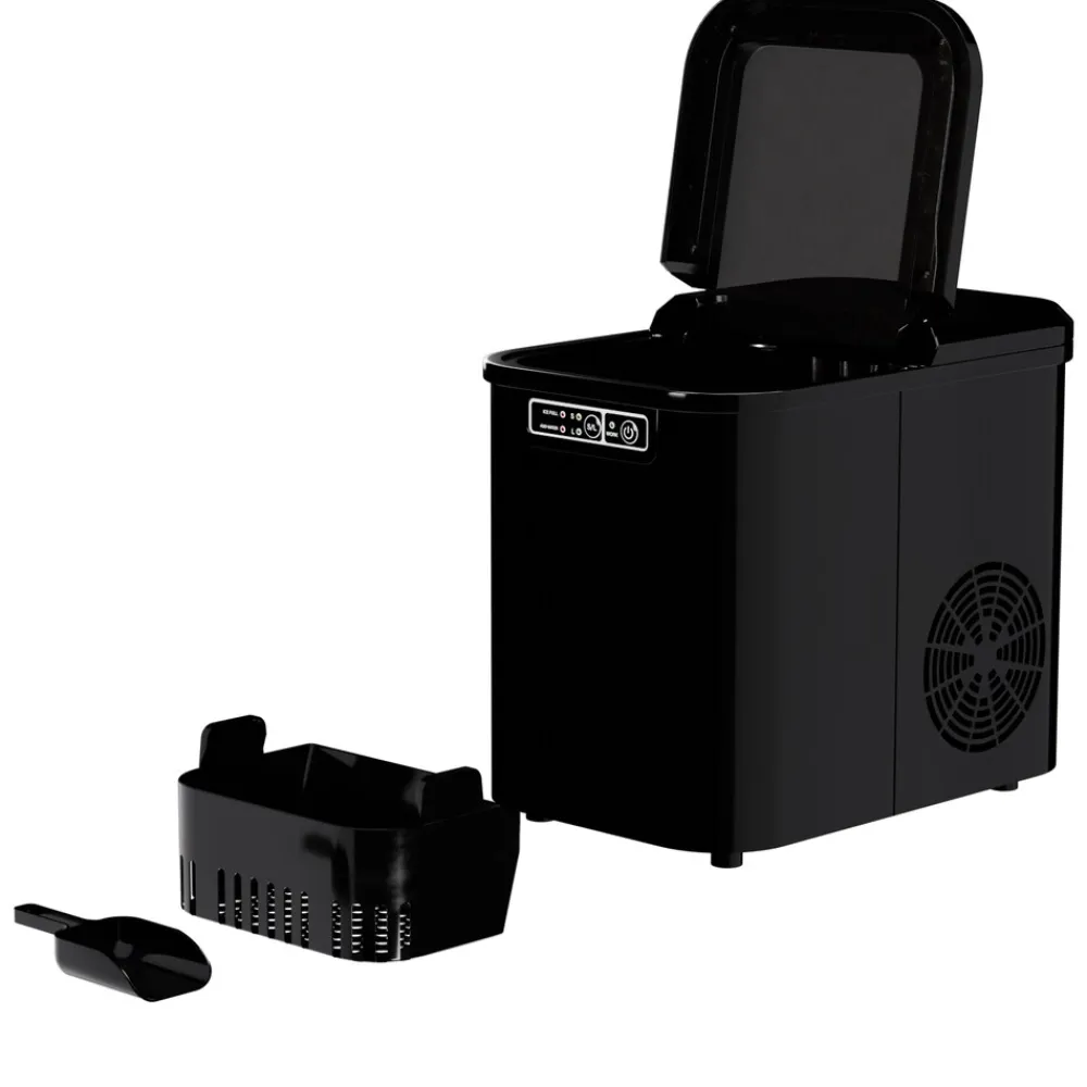 ® Eiswürfelmaschine Eiswürfelbereiter, Ice Maker, 12kg/24h, 2,2 Liter Wassertank, 2 Größen, Selbstreinigung, schwarz ^ Tronitechnik