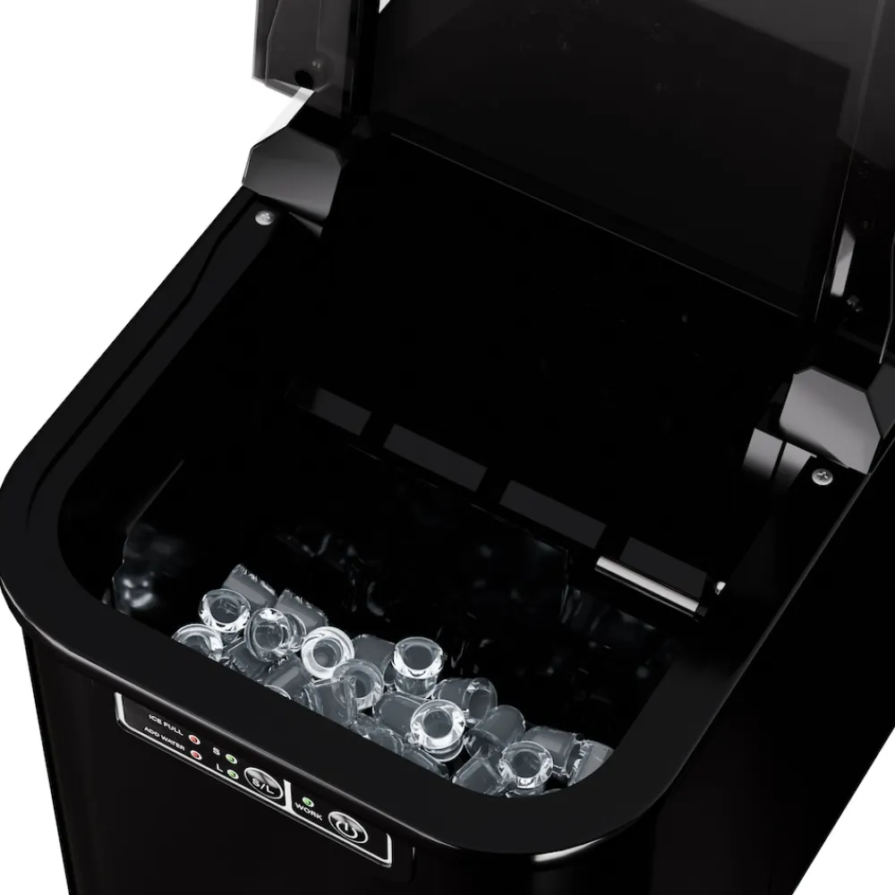 ® Eiswürfelmaschine Eiswürfelbereiter, Ice Maker, 12kg/24h, 2,2 Liter Wassertank, 2 Größen, Selbstreinigung, schwarz ^ Tronitechnik