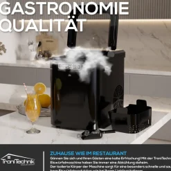 ® Eiswürfelmaschine Eiswürfelbereiter, Ice Maker, 12kg/24h, 2,2 Liter Wassertank, 2 Größen, Selbstreinigung, schwarz ^ Tronitechnik