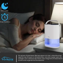 Tronitechnik ® Luftentfeuchter EF-01 elektrisch für Wohnräume bis 600ml/24h, leiser Betrieb, 2L Tank, LED-Anzeige, Schlafmodus, für Räume bis 20m² Best