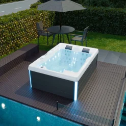 ® Outdoor Whirlpool Spa ELBA 210cm x 150cm mit Heizung, Hydromassage, Sanitäracryl, Farblicht ^ Tronitechnik Outlet