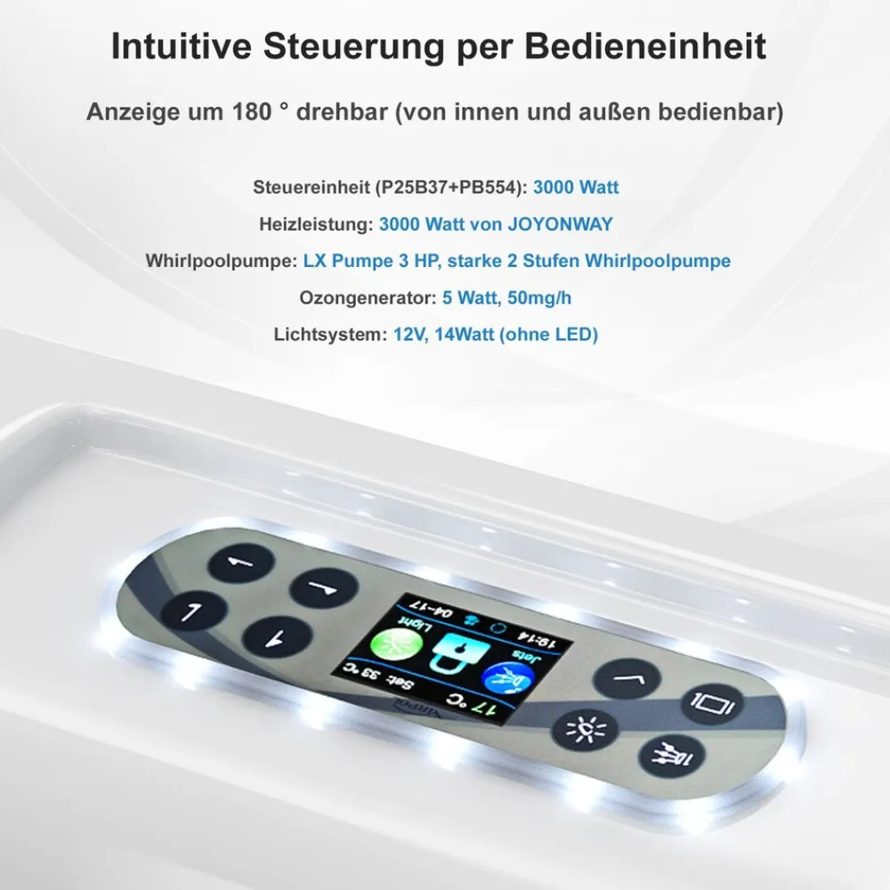 ® Outdoor Whirlpool Spa ELBA 210cm x 150cm mit Heizung, Hydromassage, Sanitäracryl, Farblicht ^ Tronitechnik Outlet