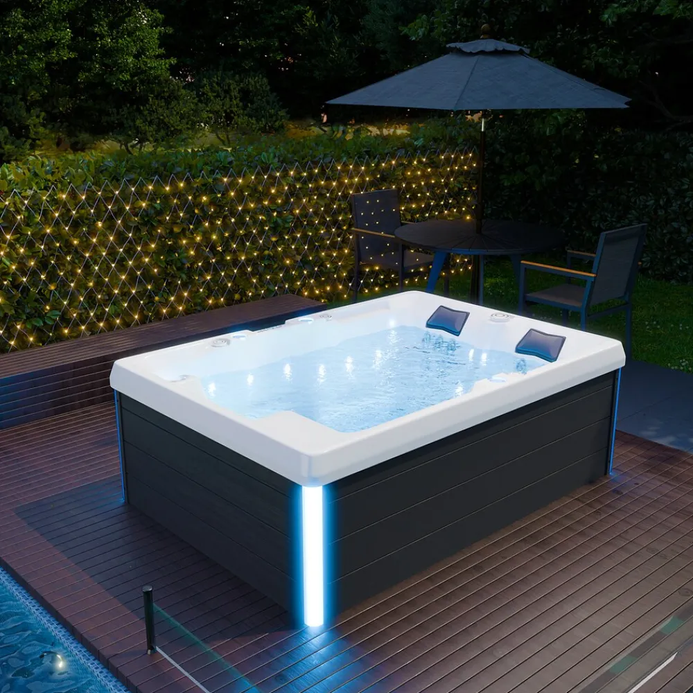 ® Outdoor Whirlpool Spa ELBA 210cm x 150cm mit Heizung, Hydromassage, Sanitäracryl, Farblicht ^ Tronitechnik Outlet