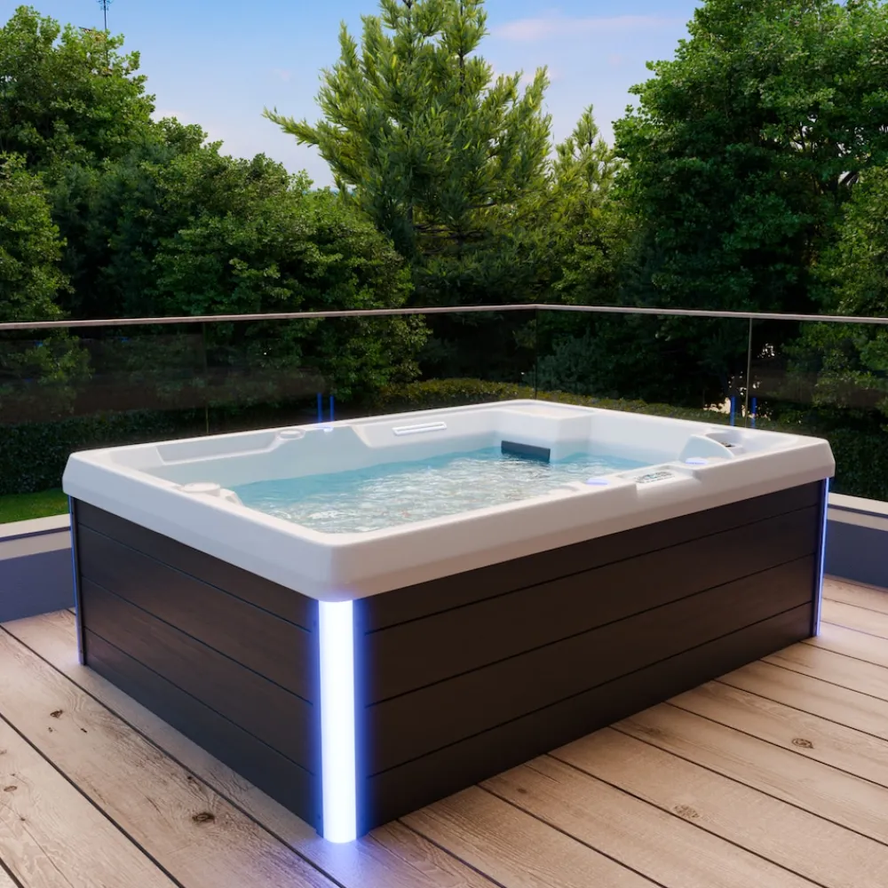 ® Outdoor Whirlpool Spa ELBA 210cm x 150cm mit Heizung, Hydromassage, Sanitäracryl, Farblicht ^ Tronitechnik Outlet
