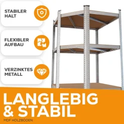 ® Schwerlastregal, Kellerregal, Lagerregal, 40 x 40 x 70 x 70 x 180 cm, Stahlgestell, bis 875 kg , 5 Ablagen ^ Tronitechnik Sale