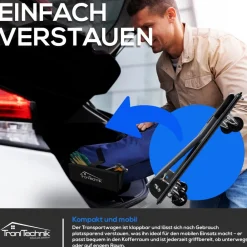 ® Transportwagen Plattformwagen klappbar, 150 kg Tragkraft mit Antirutschbeschichtung, Halterung, Griffpolster ^ Tronitechnik Sale
