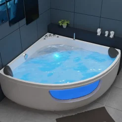 Tronitechnik ® Whirlpool Badewanne Eckwhirlpool PAROS 135cm x 135cm, vormontiert, Acrylwanne 2 Pers., 12 Düsen, Sanitäracryl Sale