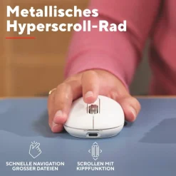 Seron Schlanke Funkmaus mit Mehrgeräte-Anschluss und Hyperscroll-Rad, Weiß (26019, Funk, Bluetooth) ^ Trust Best