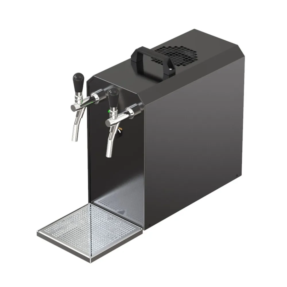 ich-zapfe Untertheken Komplett Set - Zapfanlage, Bierzapfanlage STREAM 50 Bierkoffer, Durchlaufkühler 2-leitig Trockenkühler, bis zu 55 Liter/h - BLACK EDITION, Zapfkopf:ohne,Zapfkopf 2:Korb Clearance