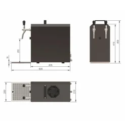 ich-zapfe Untertheken Komplett Set - Zapfanlage, Bierzapfanlage STREAM 50 Bierkoffer, Durchlaufkühler 2-leitig Trockenkühler, bis zu 55 Liter/h - BLACK EDITION, Zapfkopf:ohne,Zapfkopf 2:Korb Clearance