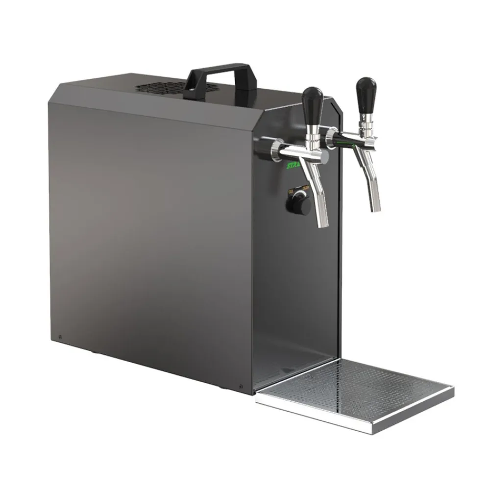ich-zapfe Untertheken Komplett Set - Zapfanlage, Bierzapfanlage STREAM 50 Bierkoffer, Durchlaufkühler 2-leitig Trockenkühler, bis zu 55 Liter/h - BLACK EDITION, Zapfkopf:ohne,Zapfkopf 2:Korb Clearance