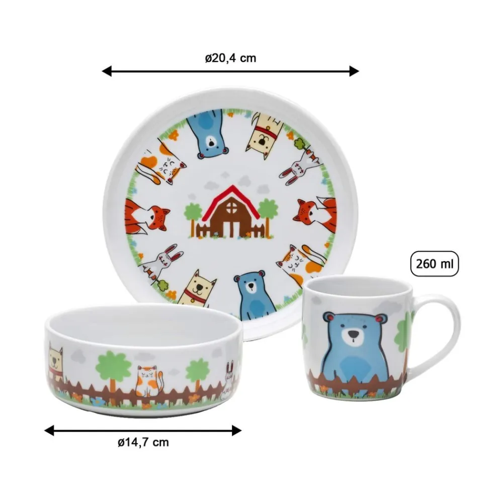 Kindergeschirr Set Fuchs und Freunde 3er Set ^ Van Well Discount
