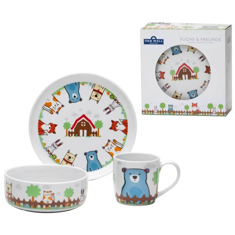 Kindergeschirr Set Fuchs und Freunde 3er Set ^ Van Well Discount