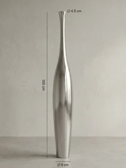Vase Aluminium Modern Stil 75 cm hoch Silber mit einer Öffnung ^ KADIMA DESIGN Online
