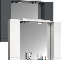 VCM Badschrank zeitlos | Maße ca. H. 71 x B. 100 x T. 14 cm | ausreichend Stauraum | Spiegelschrank mit Beleuchtung - Silora XL Weiß Online