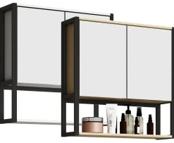 Badschrank zeitlos | Maße ca. H. 60 x B. 60 x T. 17 cm | ausreichend Stauraum | Spiegelschrank - Edino 60 x 60 cm ^ VCM
