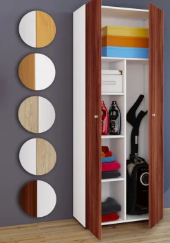 Besenschrank | 6 Fächer | Maße: B. 70 x  H. 178 x T. 40 cm | Haushaltsschrank | Mehrzweckschrank |  Vandol ^ VCM Best