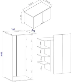 Besenschrank | 6 Fächer | Maße: B. 70 x  H. 178 x T. 40 cm | Haushaltsschrank | Mehrzweckschrank |  Vandol ^ VCM Best