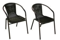 Bistrostuhl Stapelstuhl Balkonstuhl Gartenstuhl | dunkel- | Rattan Stahl | Gumminoppen / Gummikappen versehen | Maße H.73 x B. 53 x T. 60 cm ^ VCM Sale