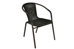 Bistrostuhl Stapelstuhl Balkonstuhl Gartenstuhl | dunkel- | Rattan Stahl | Gumminoppen / Gummikappen versehen | Maße H.73 x B. 53 x T. 60 cm ^ VCM Sale
