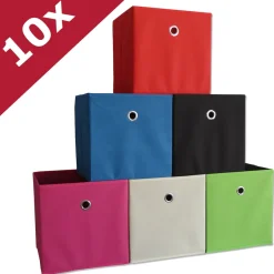 VCM 10er Set Faltbox | Klappbox Stoff Kiste | Faltschachtel | Maße ca. H. 28 x B. 27 x T. 27 cm | Regalbox - Boxas Grün