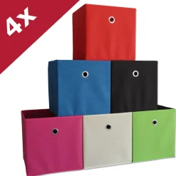 4er Set Faltbox | Klappbox Stoff Kiste | Faltschachtel | Maße ca. H. 28 x B. 27 x T. 27 cm | Regalbox - Boxas ^ VCM Hot