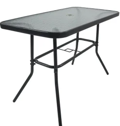 Gartentisch aus Glas und Metall | Esstisch | Maße ca. H. 70 x B. 110 x T. 55 cm | Anthrazit | Balkontisch Gartenmöbel 110x55 ^ VCM Best