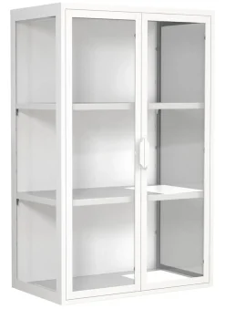 VCM Glasvitrine hängend | Vitrine Glas mit ESG-Sicherheitsglas | Maße ca. 95 x B. 60 x T. 35 cm | Hängevitrine Glas | Modern und platzsparend | Glas Vitrinenschrank - Flokas L Weiß Outlet